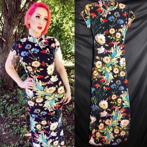 Sexy Colorful Floral Maxi Bodycon Dress